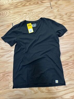Carhartt Black V-Neck Short Sleeve Tee with Logo Tab